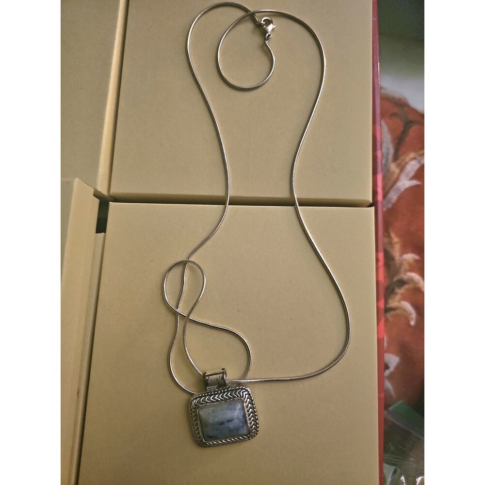 Roman Sterling Silver Pendant Necklace with Natural Sodalite Stone centerpiece
